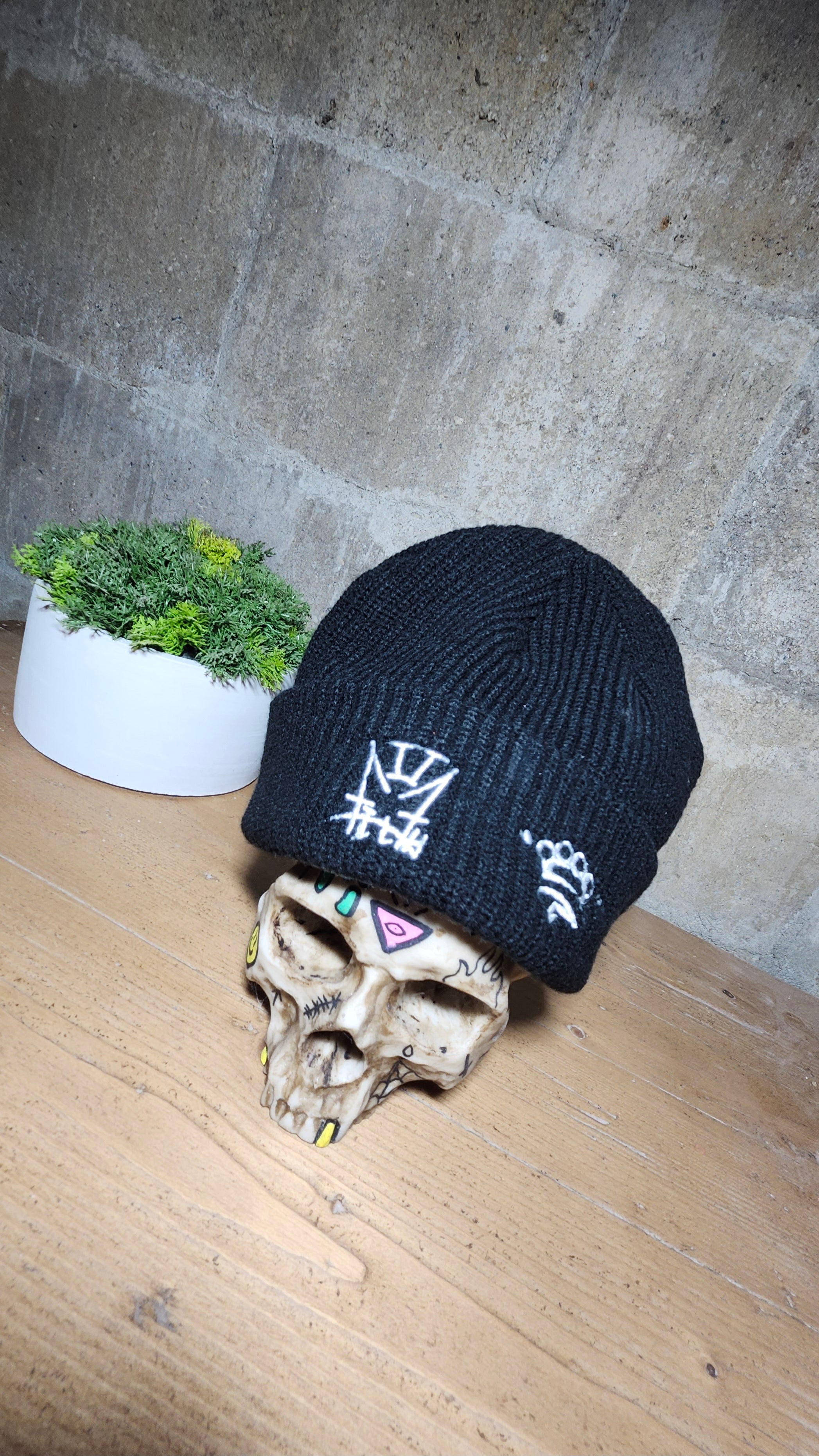 “2Filthi” Knuckles Graffiti double embroidered Cuff Beanie