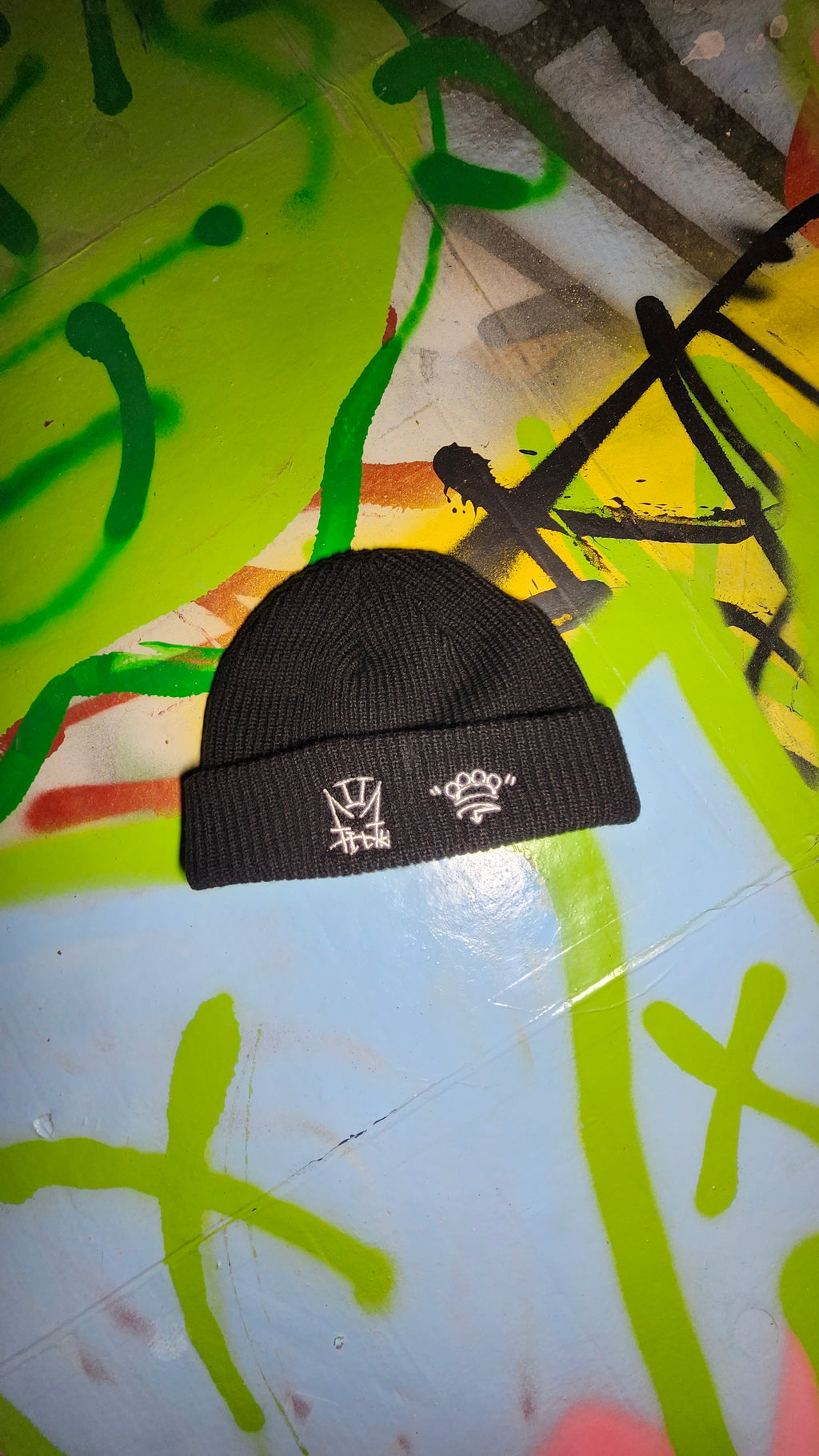 “2Filthi” Knuckles Graffiti double embroidered Cuff Beanie